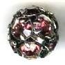 1 10mm Round Gunmetal with Amethyst Rhinestones